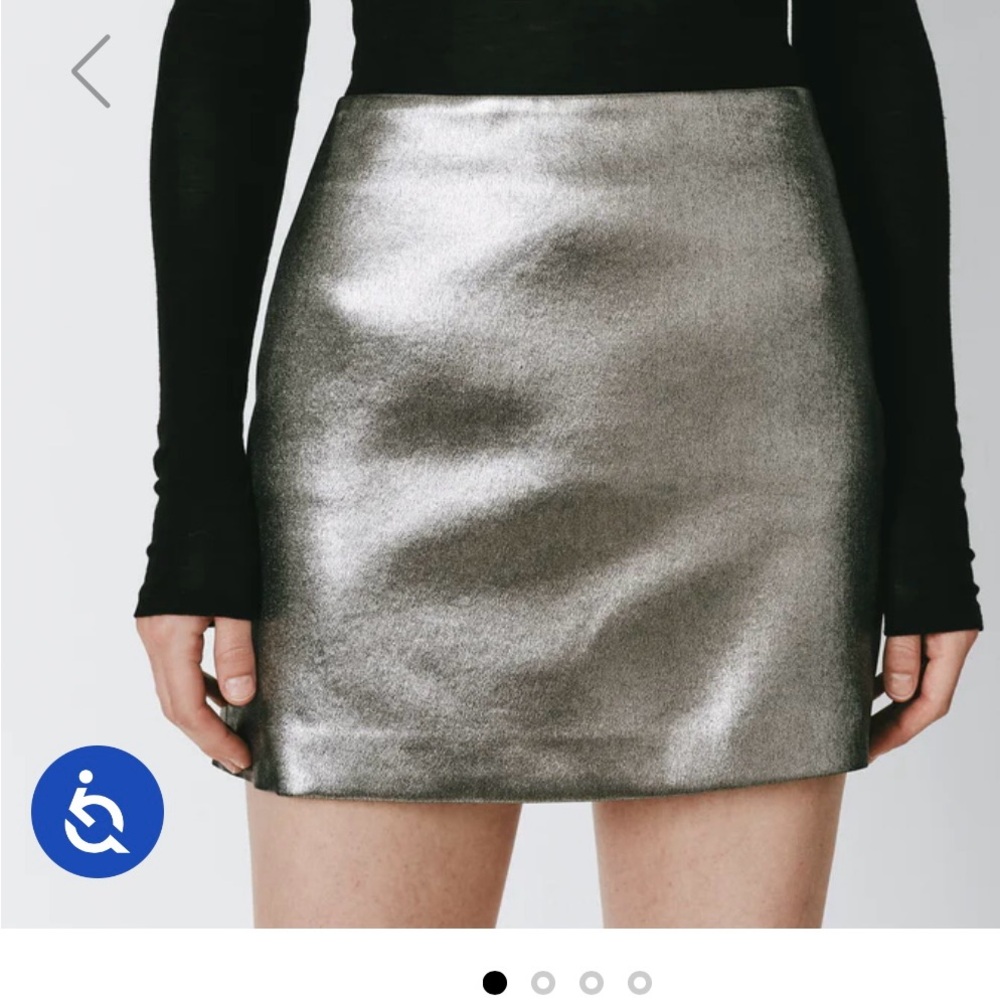 Rue Sophie Metallic Silver Mini Skirt XS